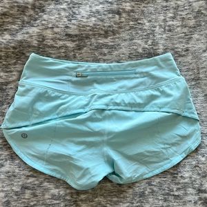 light blue Lululemon workout shorts